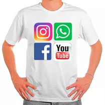 Camiseta Unissex Redes Sociais Facebook Twitter Novo Insta