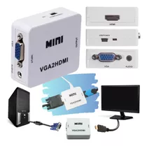 Conversor Vga Para Hdmi Adaptador C/ Som Áudio Full Hd 1080p