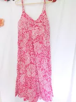 Vestido Rosado Floreado  En Algodón Talla S Con Elástico M