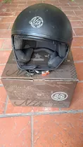 Casco De Moto Ntr Vintage Color Negro Mate - Con Visor Negro