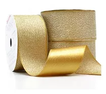 Rolo Fita De Cetim Lurex Brilho 38mm 10 Metros P/ Laços Arte Cor Dourado