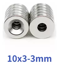 Imanes Neodimio 10 X 3mm Orificio 3mm ( 20 Unidades )