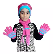 Combo Invierno Gorro + Bufanda + Guantes Para Niños Nenas 