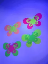 12 Mariposas 3d Pegatinas Artes Pared Color Fluor Neon
