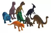 Kit 8 Peças Brinquedo De Borracha Dinossauros Resistentes 