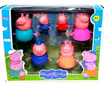 Peppa Pig Set 6 Muñecos Familia Y Abuelos Articulados C/caja