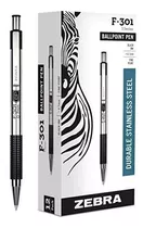 Zebra Pen F-301 Bolígrafo Retráctil, Cuerpo De Acero Inoxida