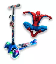 Patinete Infantil 3 Rodas Ajustavel Com Led Homem Aranha Cor Azul