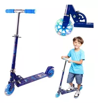 Patinete Infantil Ajustavel Luzes Led  Azul  Para Crianças