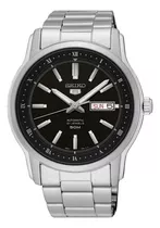 Reloj Seiko Hombre Snkp11k1 Sport 5 Automático Negro Color De La Malla Plateado