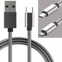 Cabo Usb Carregador Dados Metalico Reforçado Android Tipo C