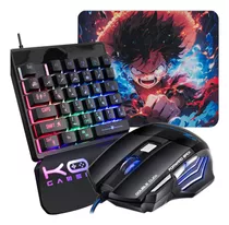 Kit Gamer Teclado Uma Mão Mouse Led 7 Cores Pad Speed Estamp