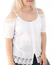 Camisa Blusa Mujer De Algodon Importada Con Puntilla 271801