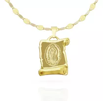 Medalla Pergamino Virgen De Guadalupe 45cm De Oro 10k Italia