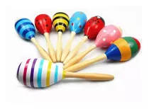 Maraca De Madera Instrumento Musical Para Niños Colores