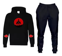 Conjunto Calça E Blusa Capuz Naruto Akatsuki Aldeias Moletom