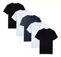 Kit 5 Camisetas Camisa Masculina Básica Slim Lisa