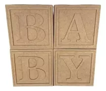 Kit Cubos Baby Decorativo Para Eventos 30x30 Em Mdf Cru