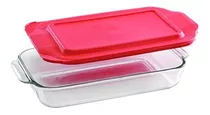 Fuente Rectangular Con Tapa Roja 1,9 Lt Basics Pyrex 