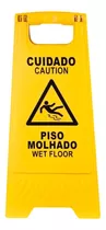 Cuidado Piso Molhado - Placa Sinalizadora Cor Amarelo