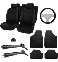 Kit Capas Couro Banco Carro Tapetes Volante Fiat + Palheta