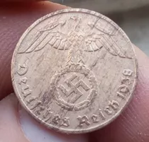 Moneda Alemania Segunda Guerra Mundial. 1 Pfening 1938 J. 