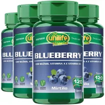 Kit 4 Blueberry Mirtilo Antioxidante Unilife 120 Cáps 550mg