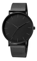 Reloj Hombre Negro Gris Acero Inoxidable Elegante