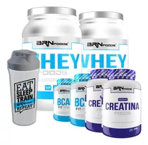 Dupla Whey Foods + Duplo Bcaa + Dupla Creatina + Coq. - Brn