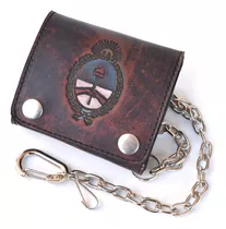 Billetera De Cuero Biker Wallet Escudo Nacional Cadena Rider