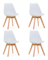 Silla Eames Tulip Almohadon Patas Madera Comedor X4 Color De La Estructura De La Silla Blanco