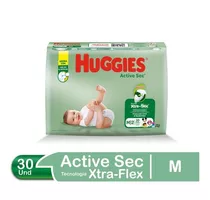 Pañales Para Bebe Huggies Active Sec Talla M 30 Und