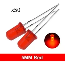 Diodos Leds 5mm Color Rojo Alta Calidad 50 Piezas