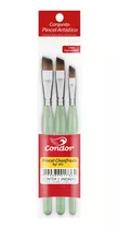 Kit C/3 Pincel Angular Chanfrado 405 Pintura Artes Condor