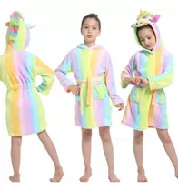 Bata Pijama De Baño Franela En Forma De Unicornio Kawaii