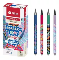 Lapicera Bolígrafo Roller Borrable Filgo Borrax Go X 12 Color De La Tinta Azul