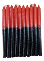 Velas Combinadas Negro - Rojo Exu X 10 Unidades