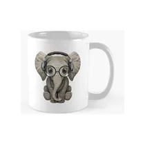 Taza Cute Baby Elephant Dj Con Auriculares Y Gafas Calidad P