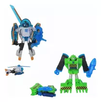 Kit 2 Carrinho Rescue Bots Brinquedo Se Transforma Vira Robô