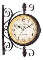 Reloj Vintage Doble Colgante De Hierro De Pared A Pilas