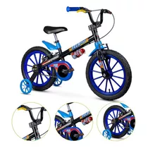 Bicicleta De Passeio Infantil Azul Veloz Rodas Aro 16