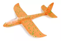 Avião Planador Led Brinquedo Voa Flexível Aviões Laranja