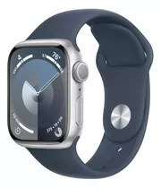 Apple Watch Series 9 Gps  Caja De Aluminio Color Plata De 45 Mm  Correa Deportiva Azul Tormenta - M/l