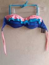 Corpiño Bikini Bandeau Con Volado Madeira Azul Talle 90