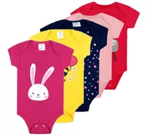 5 Kit Conjunto Manga Curta Bodie Body Infantil Bebe Nenem