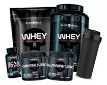 2x Whey Refil/pote 900g + Bcaa + Creat + Gluta - Black Skull Sabor Chocolate