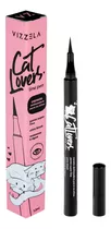 Caneta Delineadora Preta Vizzela Fina Cat Lovers Ultra Black Cor Preto Efeito Mate