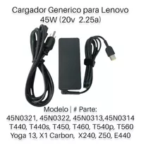 Cargador Generico Para Lenovo 45w 20v-2.25a Spiga Rectangulo