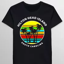 Remera Hilton Head Island Souvenir Shirt Palm Trees Grap0286