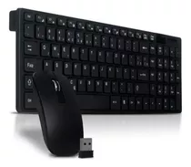 Teclado E Mouse S/ Fio Preto Português Brasil Abnt2 Wireless